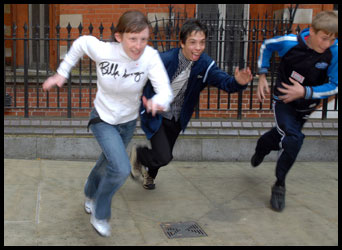 Teenagers running fast