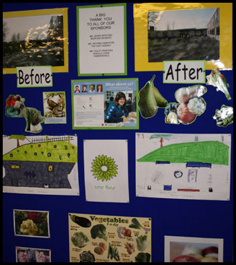 Poster designed by pupils showing before and after images